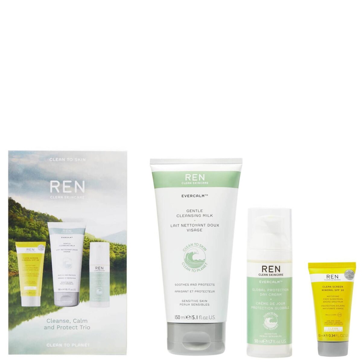 Ren Womens Clean Skincare Evercalm Cleanse Calm & Protect Trio Kit - NA - One Size
