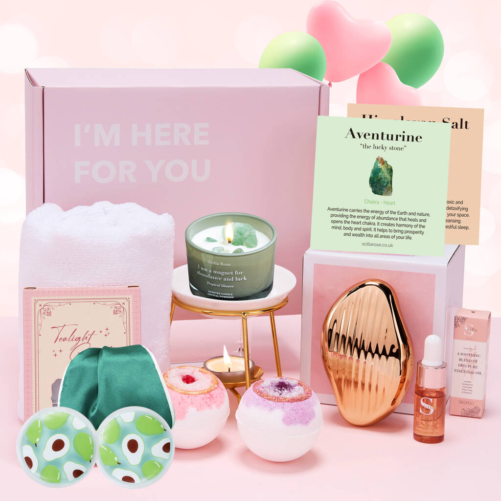 Ultimate Spa Gift Set - 12 Piece Hamper, Gold/Green/Pink