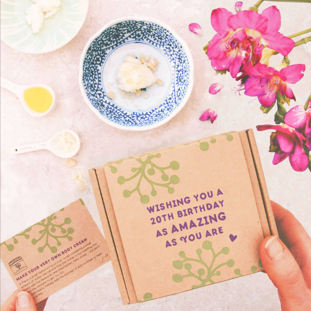 20th Birthday Make Your Own All Natural Body Cream Gift, Cream