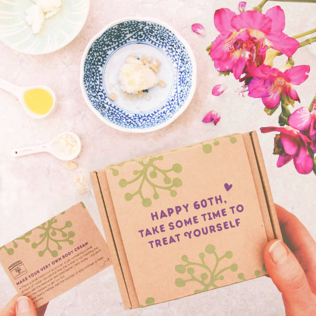 60th Birthday Make Your Own All Natural Body Cream Gift, Cream