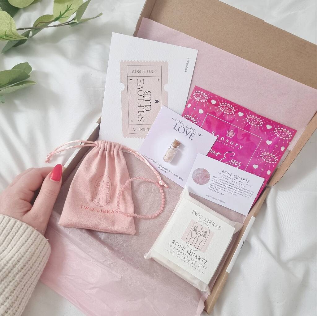 A Little Box Of Love Rose Quartz Crystal Letterbox Gift, Pink