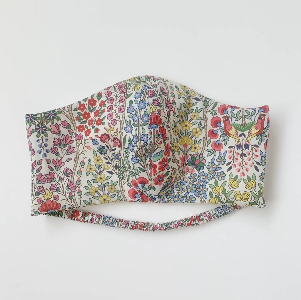 Adults Liberty London Face Mask /50 Prints, Blue/Cream/Multi-Coloured/Multiple Choices Available/Natural/Orange/Pink/Purple/Red