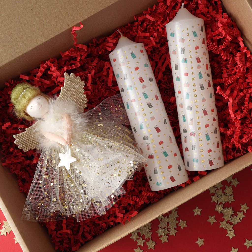 Angel Light Up Christmas Tree Topper And Advent Candle Set