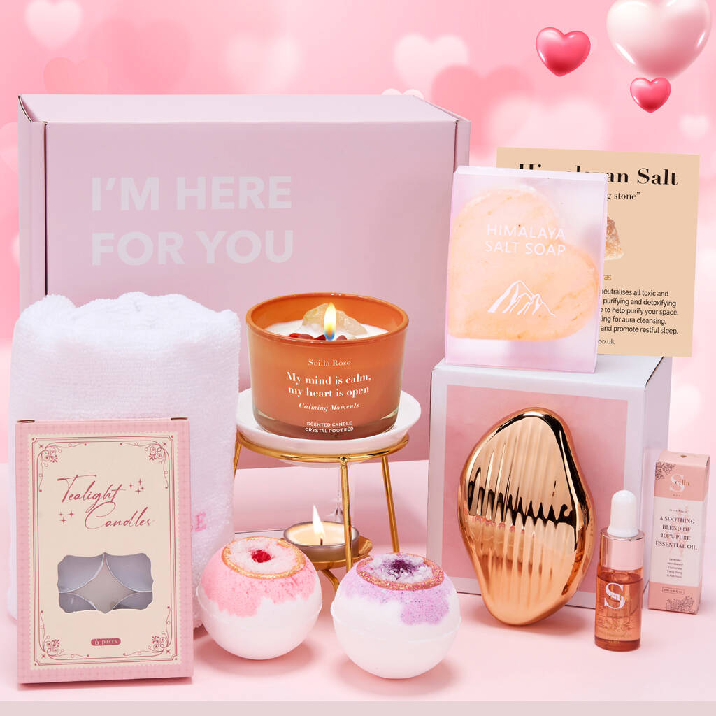 Ultimate Spa Indulgence Gift Set With Candle, Orange/Pink