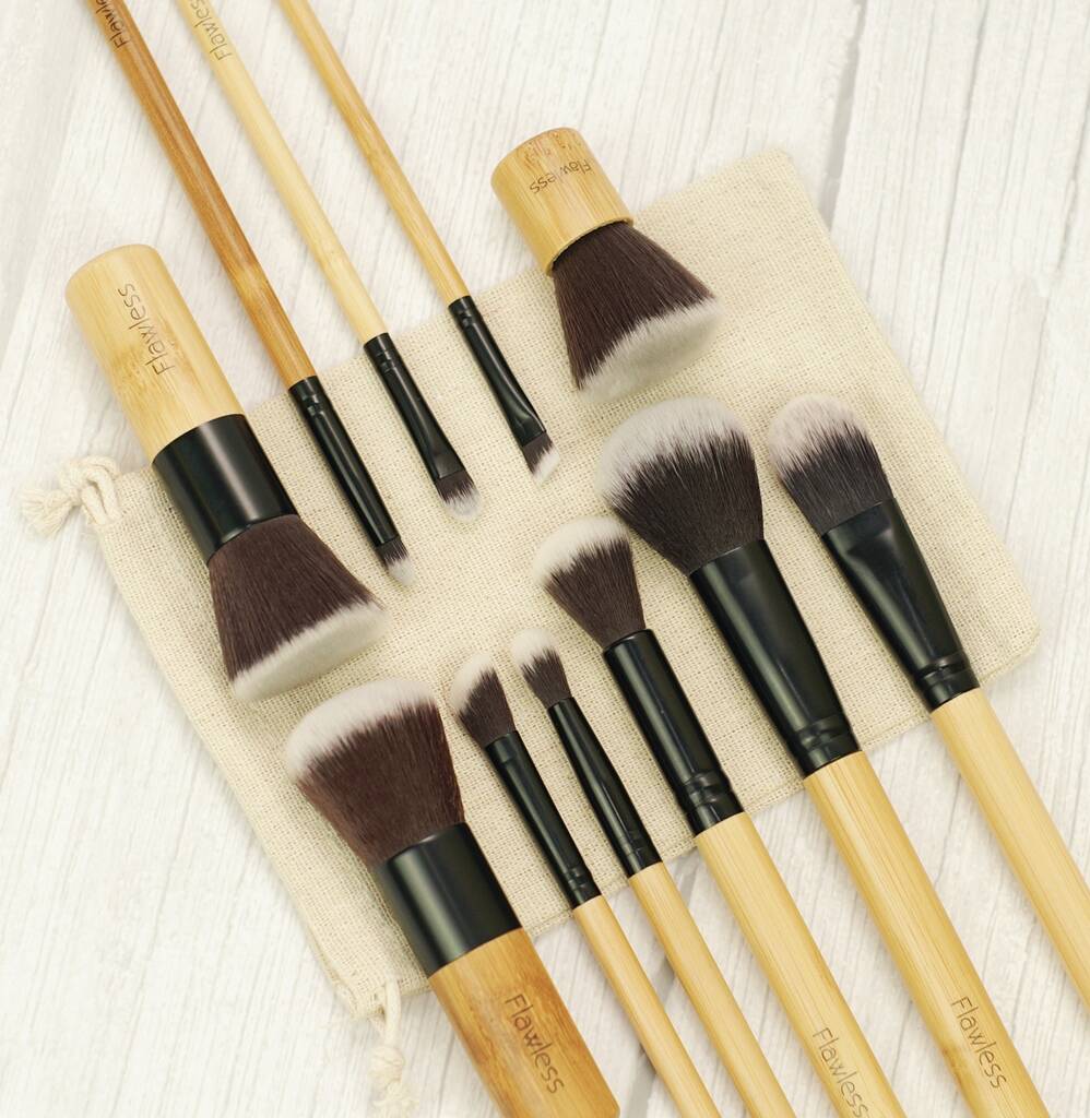 11 Piece Vegan Makeup Brush Set, Natural