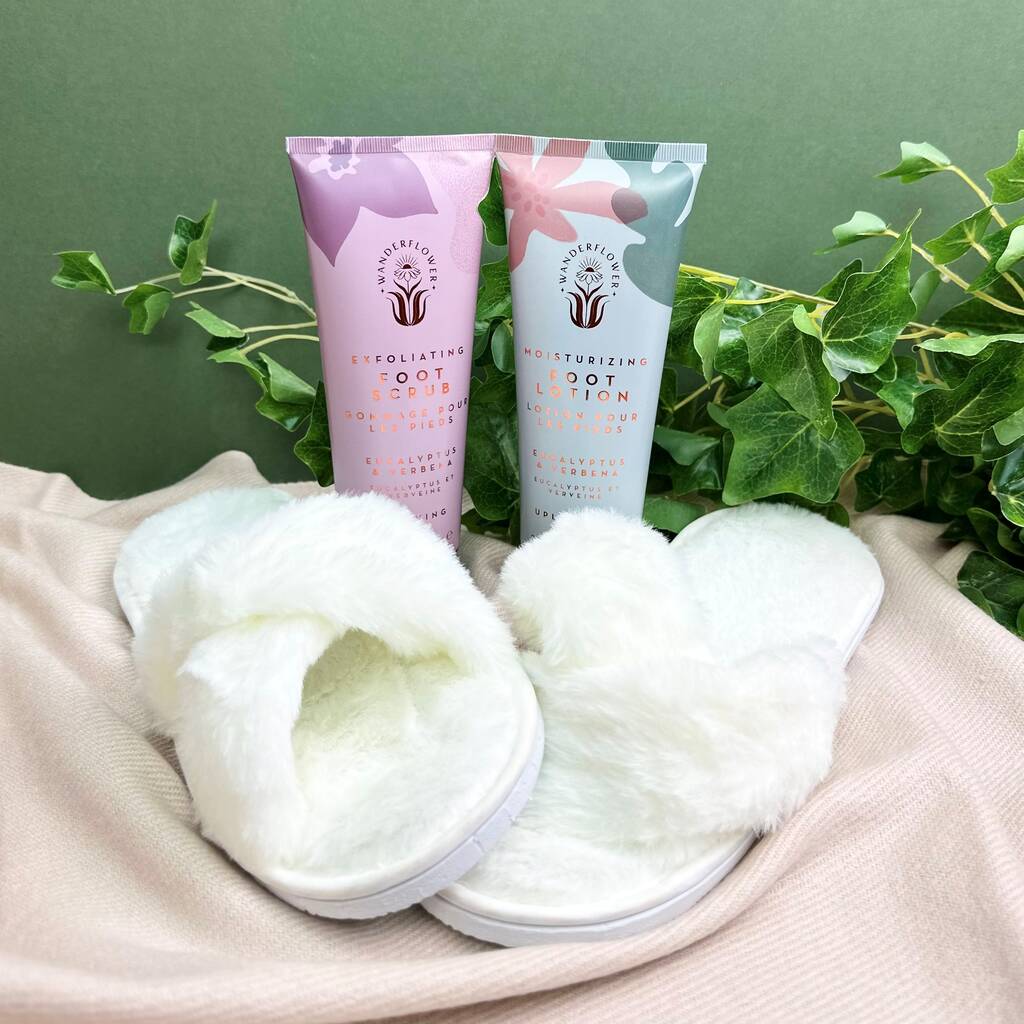 Luxury Slippers And Pedicure Pampering Gift Set, Pink/White
