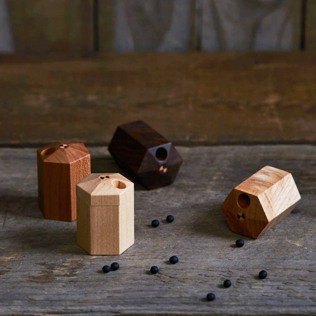 25% Off. Hexagon Wood Pill Box With Five Compartments, Brown