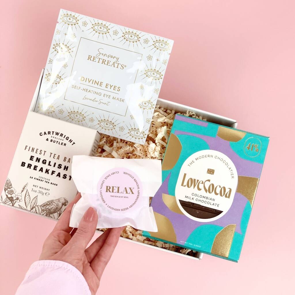 Time To Relax Gift Box Self Care And Relaxation Treats For Her, Beige/Purple