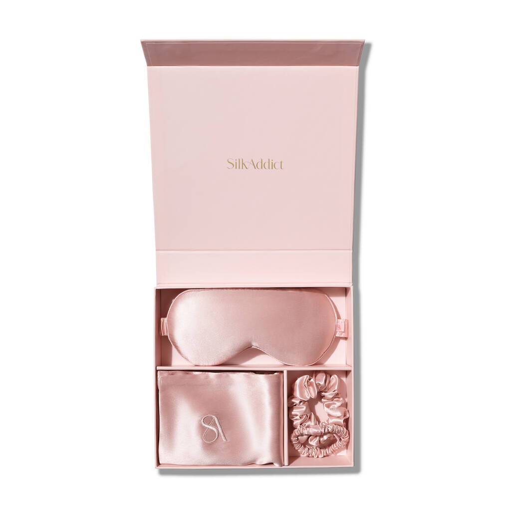 Silk Addict 100% Mulberry Silk Pale Pink Gift Set, Pink