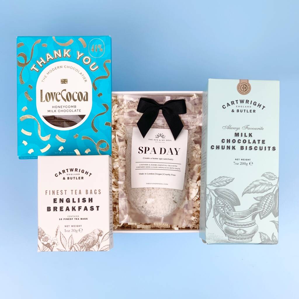 Thank You Appreciation Gift Box Thoughtful Gratitude Gift, Beige/Blue