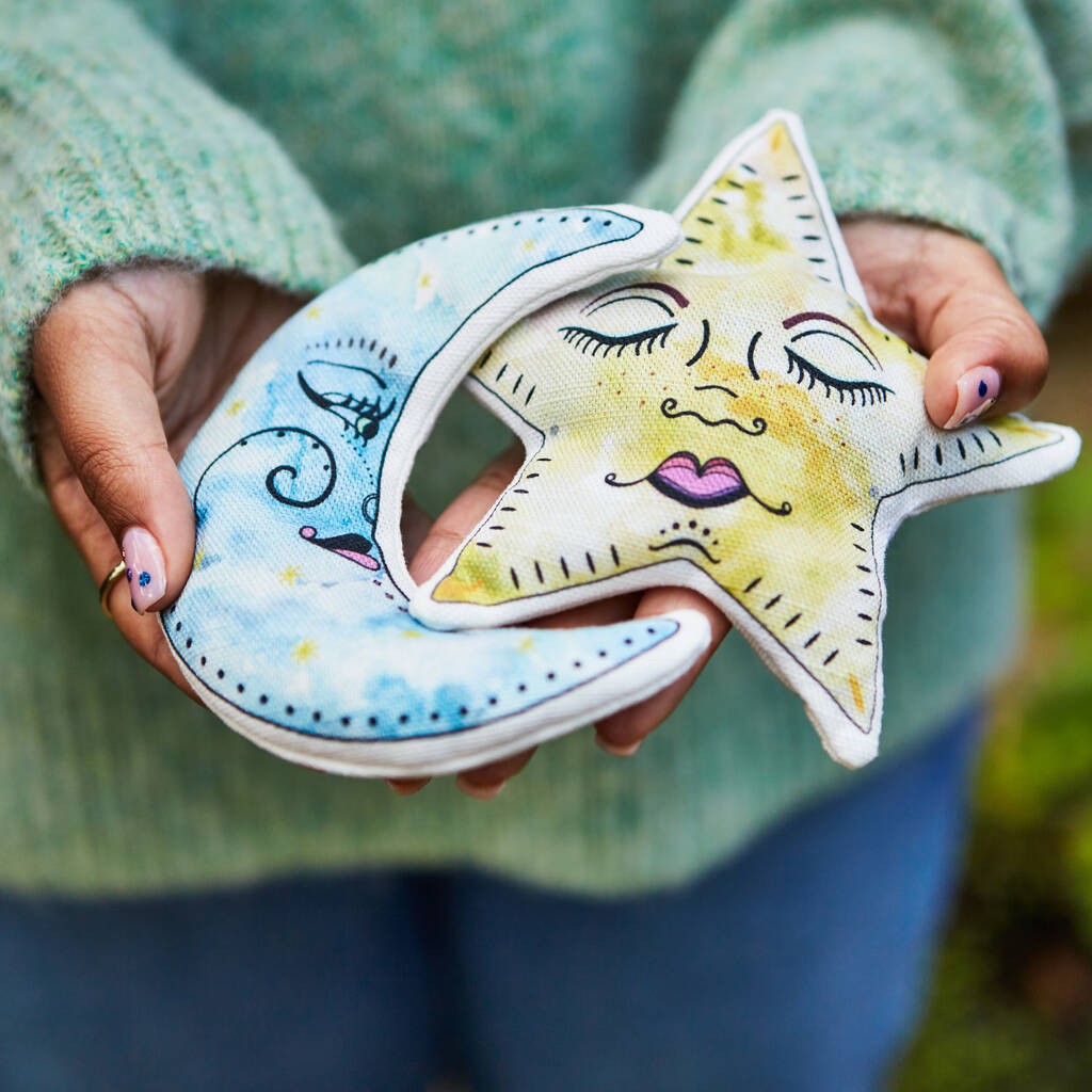 Star And Moon Heated Hand Warmer Winter Gift Box Set, Blue/Multi-Coloured/Yellow