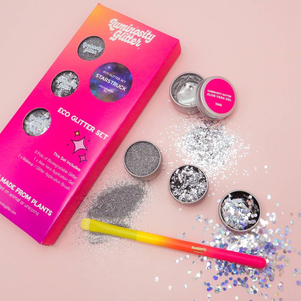 Starstruck Holographic Eco Glitter Gift Set, Silver