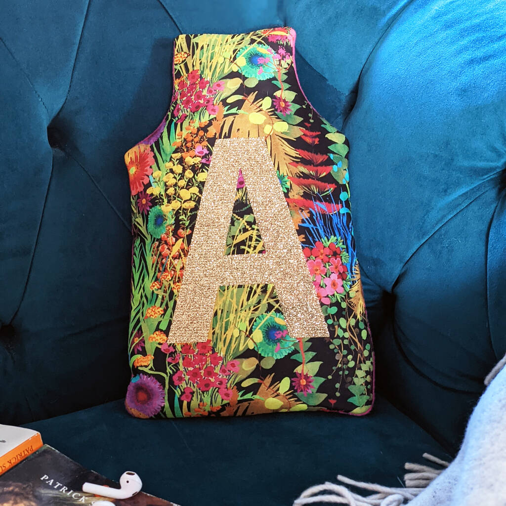 Tropical Liberty Personalised Hot Water Bottle Cover, Pink