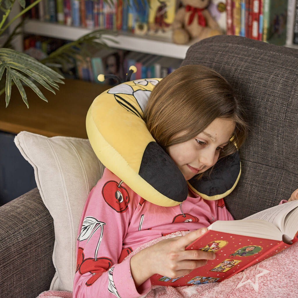 U Shaped Travel Neck Pillow Soft Animal Bee Cushion, Yellow