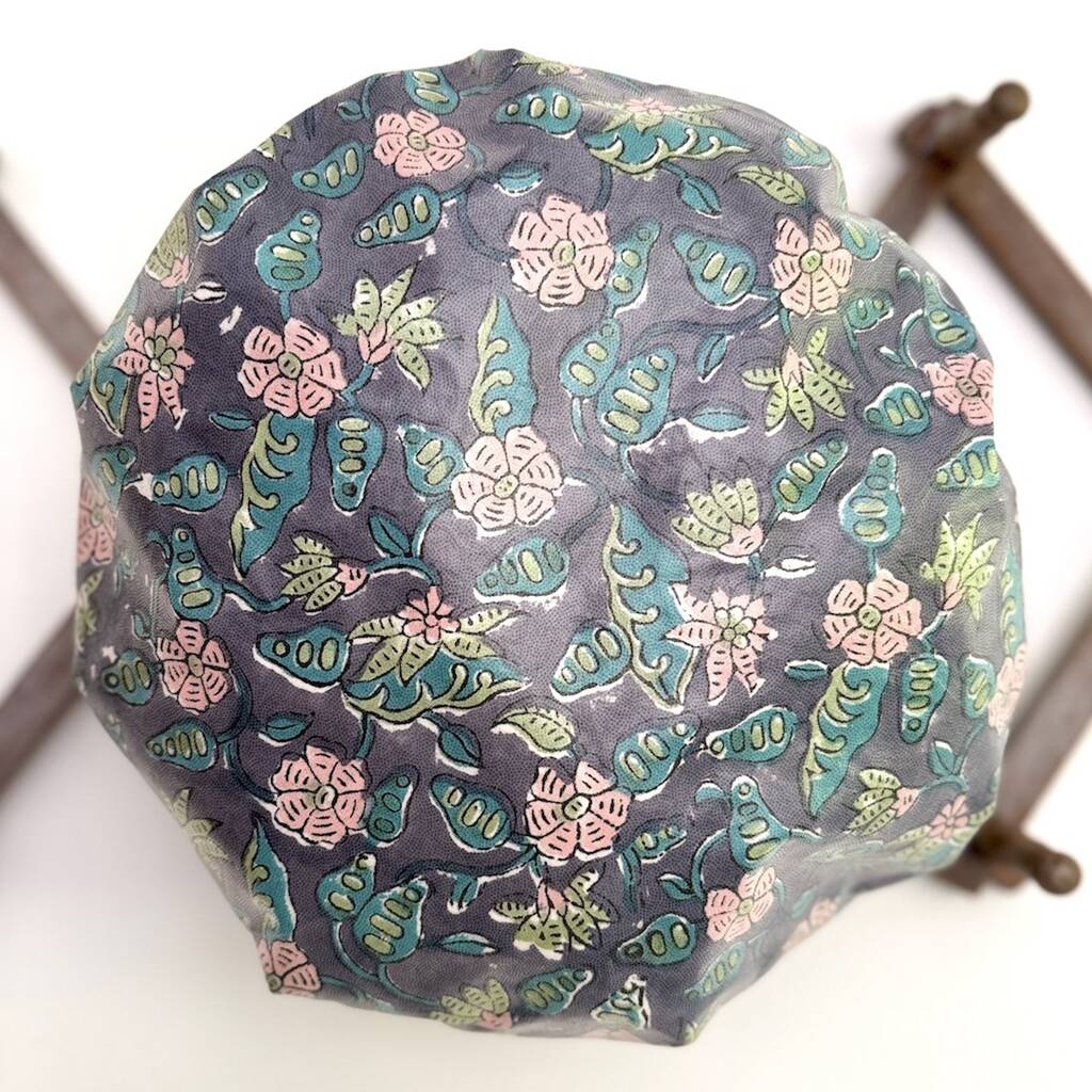 Waterproof Shower Cap In Sultry Nights Print, Blue
