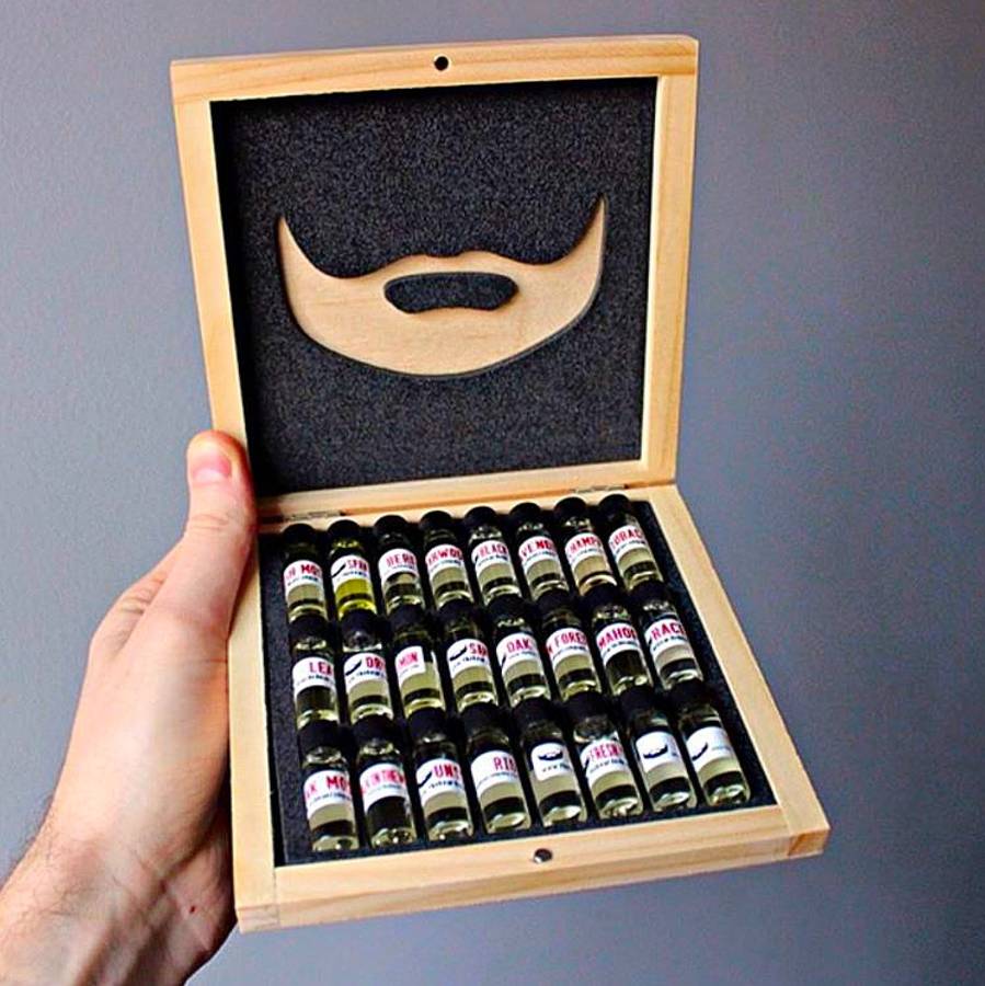 Wooden 24 Sampler Beard Oil Gift Set