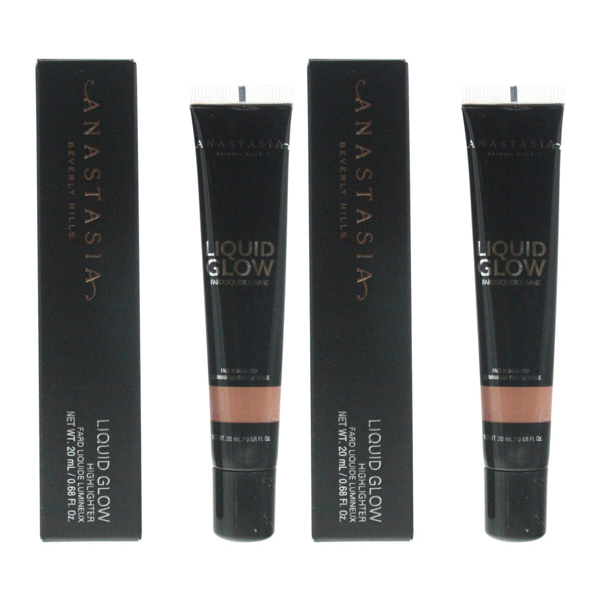 Anastasia Beverly Hills Womens Liquid Glow Face Highlighter 20ml - Rose Gold x 2 - One Size