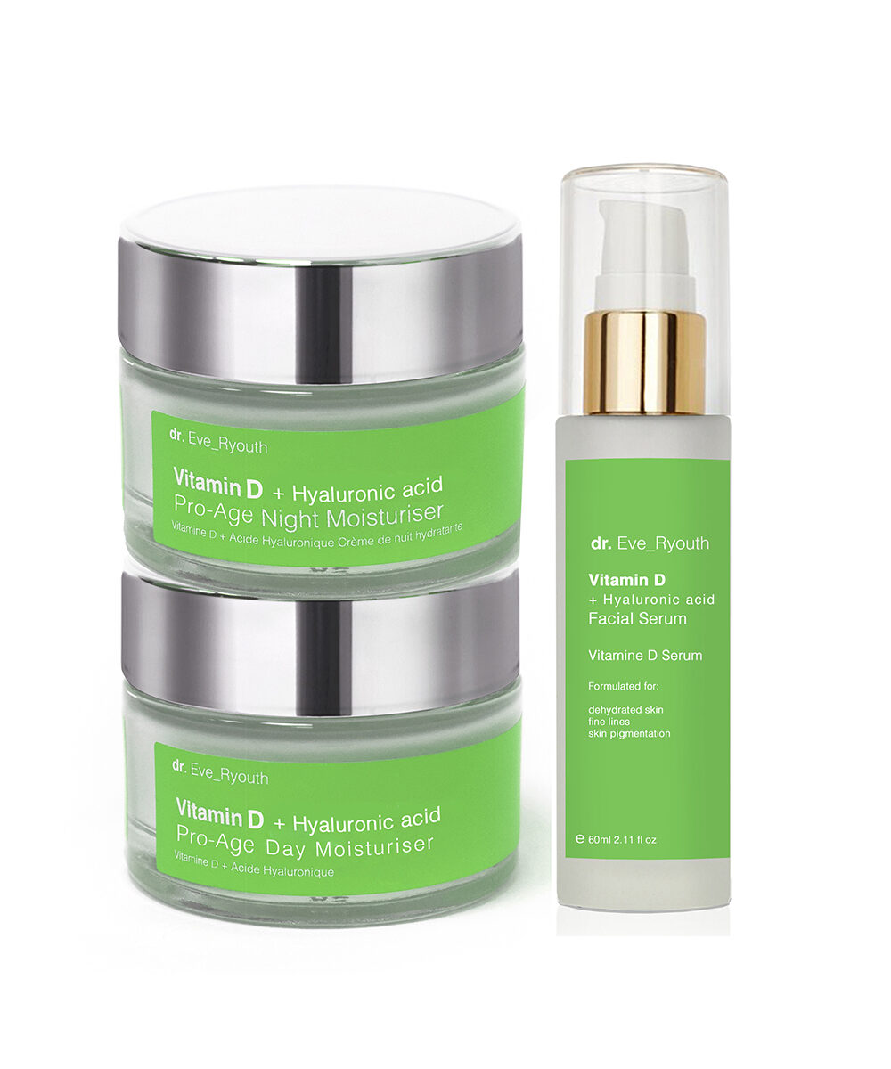 Eclat Skin London Unisex Vitamin D + Hyaluronic acid Pro-Age Night Moisturiser 50ml+ D + Day 50ml + D + Serum 60ml - Cream - One Size