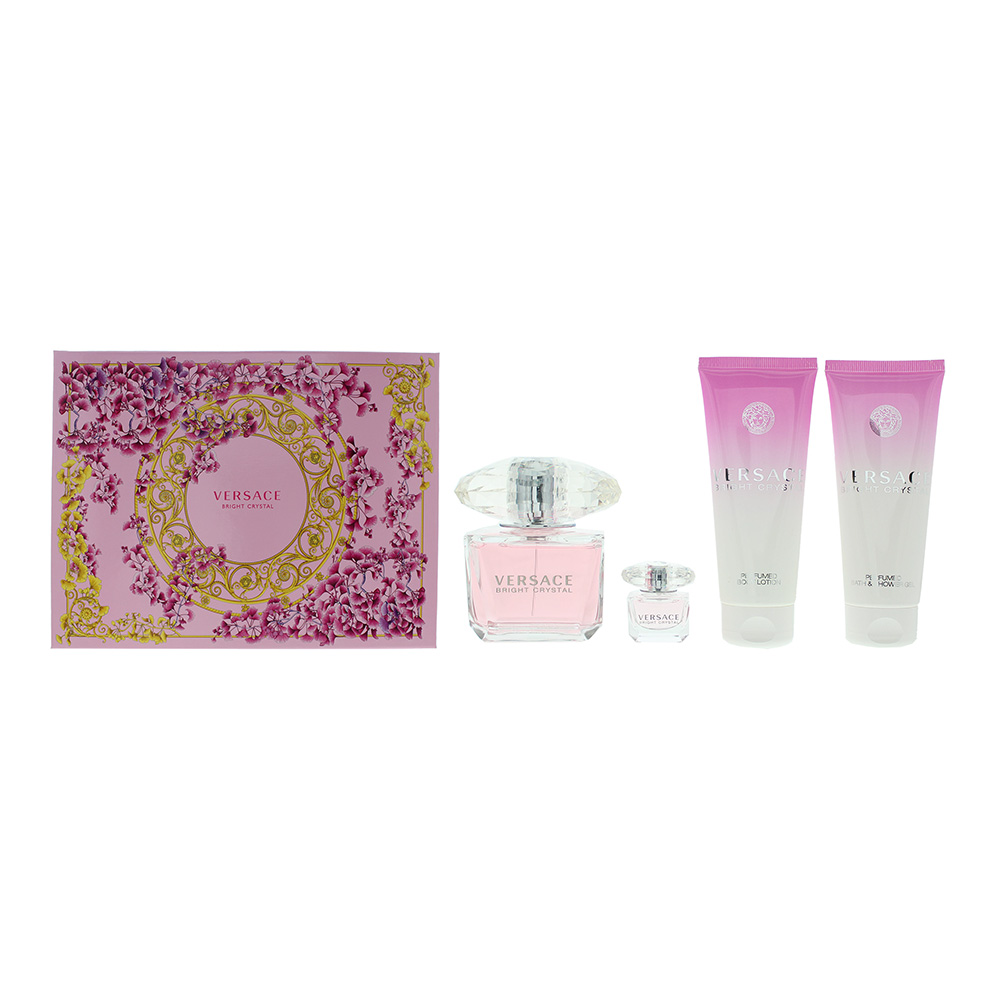 Versace Womens Bright Crystal Eau De Toilette 90ml + Shower Gel 100ml + Body Lotion Gift Set - NA - One Size