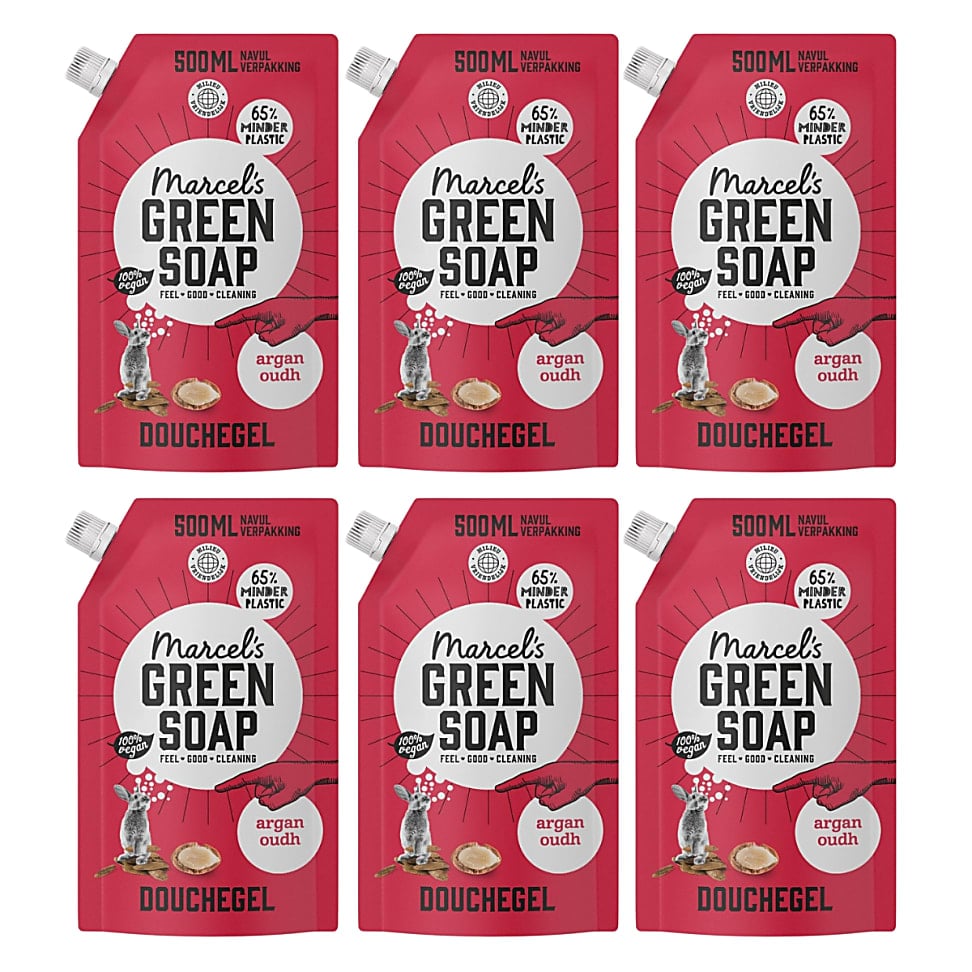 Marcel's Green Soap Shower Gel Argan & Oudh - Refill (6 x 500ml)