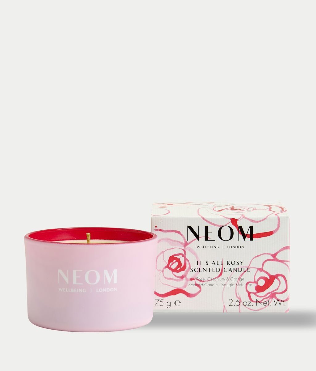 NEOM Wellbeing It's All Rosy Travel Candle 75g