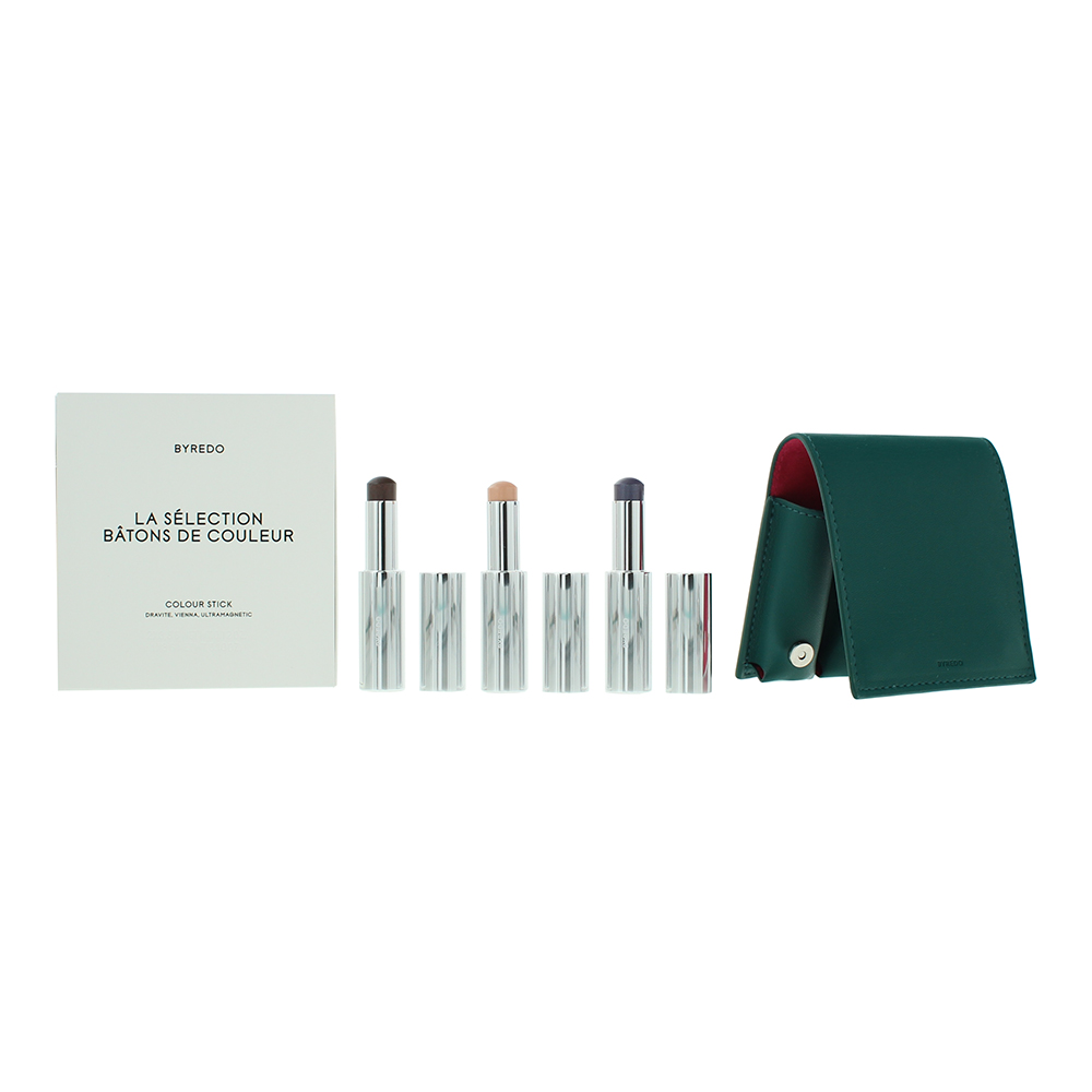 Byredo Womens Colour Stick Set 3 x 9g with Leather Pouch Deep Teal - Dravite, Vienna + Ultramagnetic - Blue - One Size