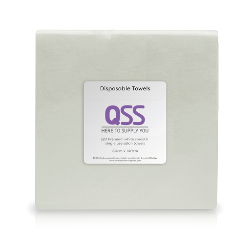 QSS Single Use Hairdressing Towels - Embossed White - 140cm x 80cm